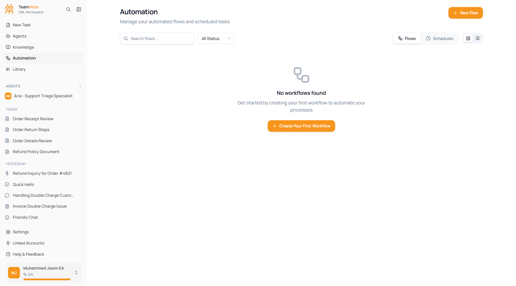 Automation — the Flows tab in TeamMate