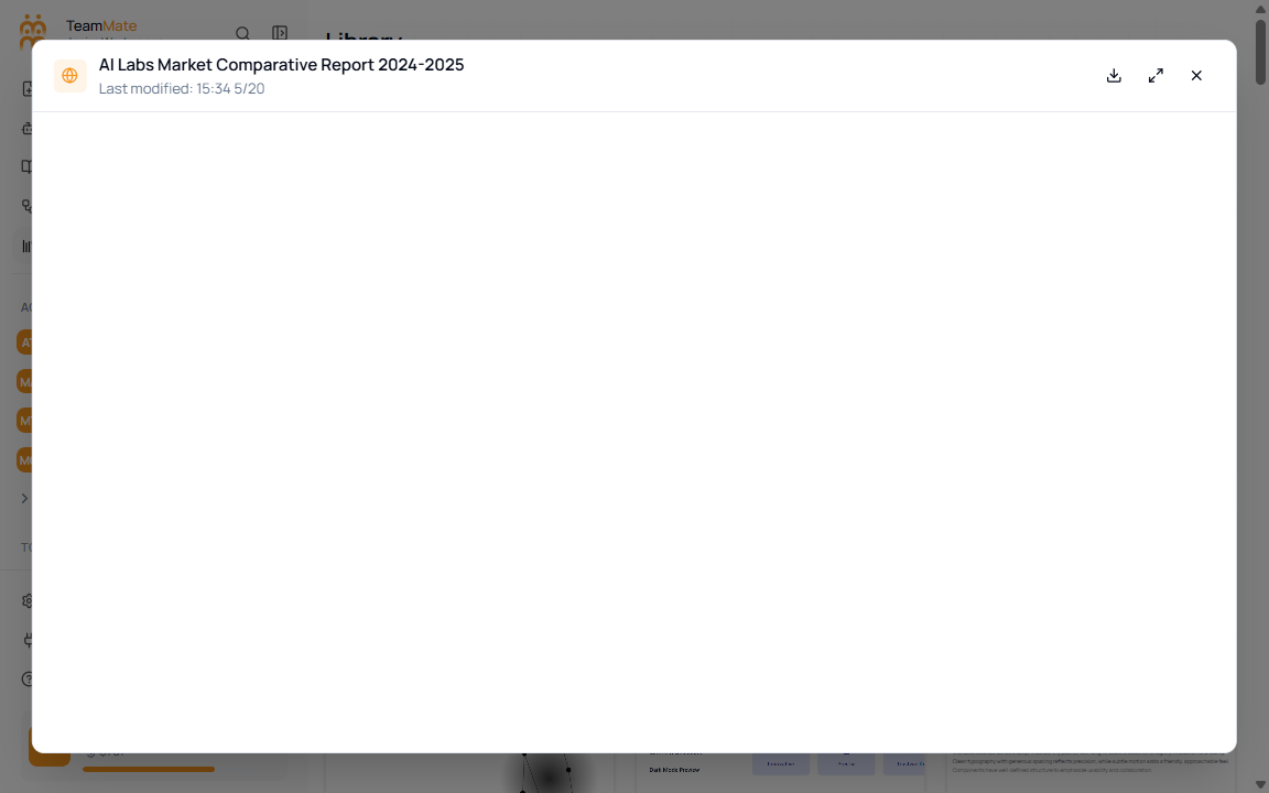 Library preview dialog showing an artifact with Download, Maximize, and Close controls